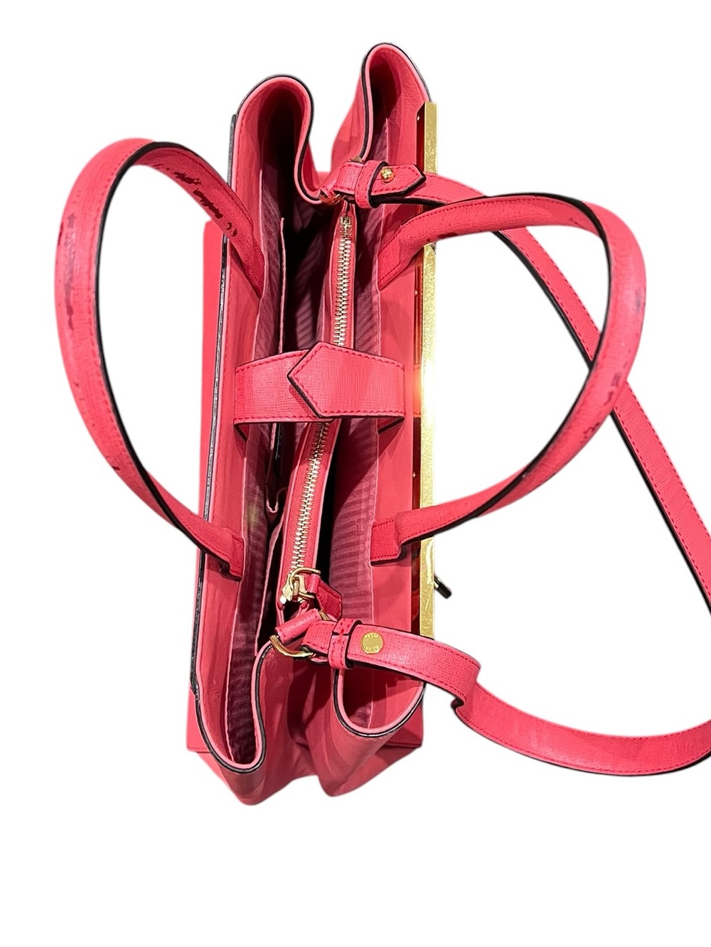 Fendi 2Jours Tote Satchel Bag Womens Medium Flamingo Pink w/ Shoulder Strap Tag - Picture 9 of 13